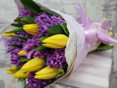 Букет Тюльпаны с гиацинтами