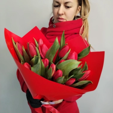 Тюльпаны 19 Шт красные