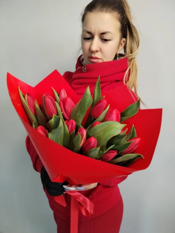 Тюльпаны 19 Шт красные
